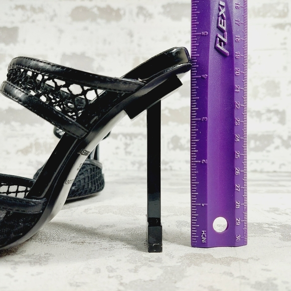 New Jessica Rich Black Fishnet Pointed Toe Slip On Pumps E692 - Picture 9 of 12